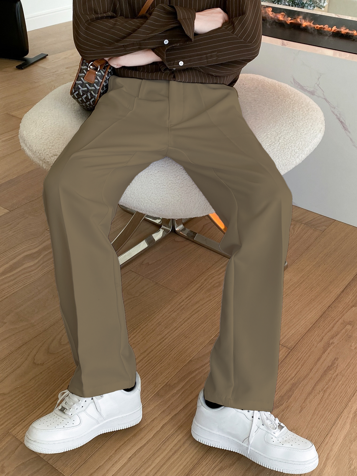 RIWYN Men Semi Formal Straight Fit Korean Pants