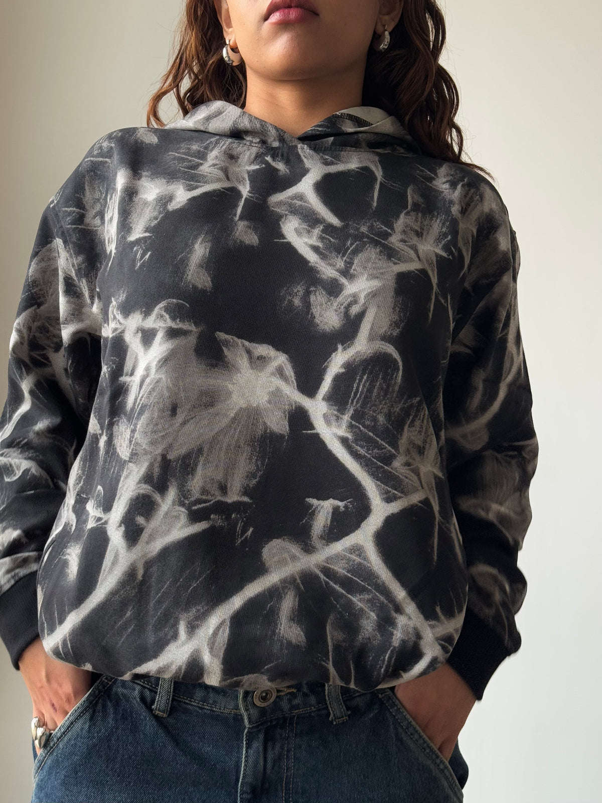 RǏWYÑ | Abstract Smoke Print Oversize Hoodie