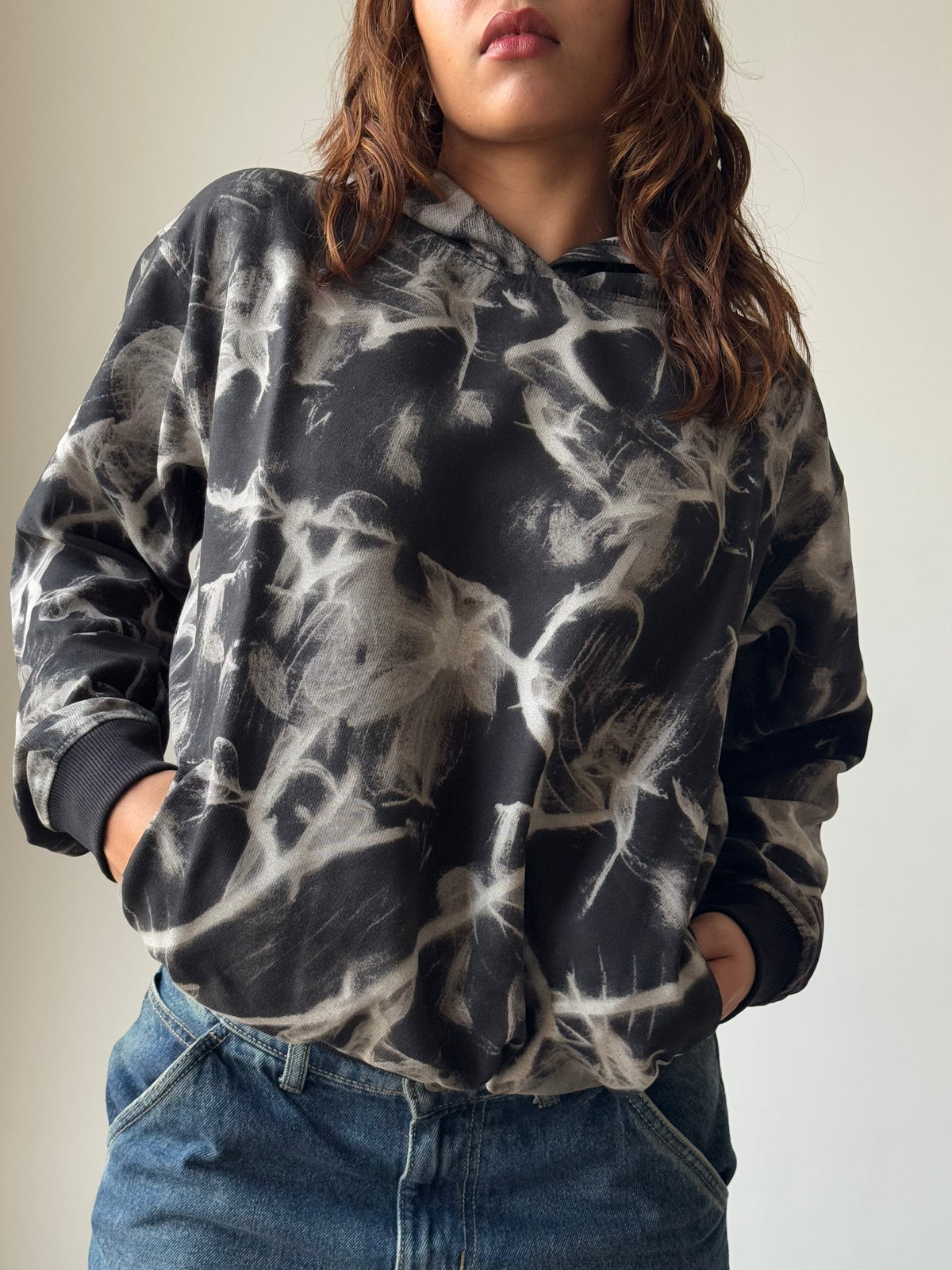 RǏWYÑ | Abstract Smoke Print Oversize Hoodie
