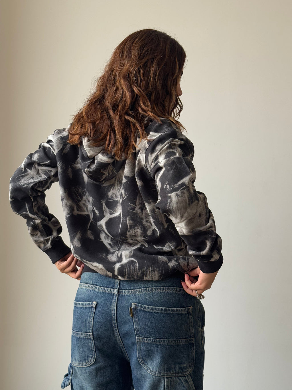 RǏWYÑ | Abstract Smoke Print Oversize Hoodie