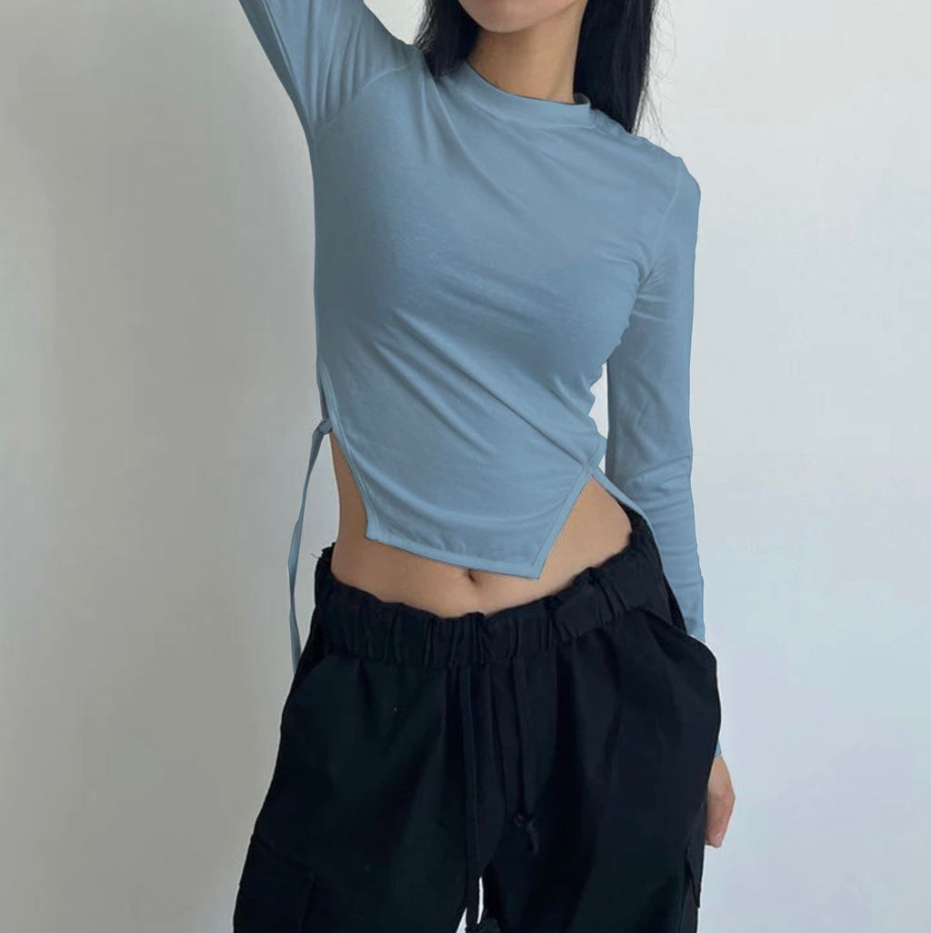 RǏWYÑ | Casual Korean Asymmetrical Hem Full Sleeve Top