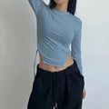 RǏWYÑ | Casual Korean Asymmetrical Hem Full Sleeve Top