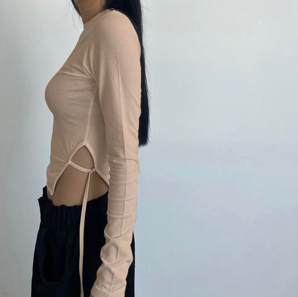RǏWYÑ | Casual Korean Asymmetrical Hem Full Sleeve Top
