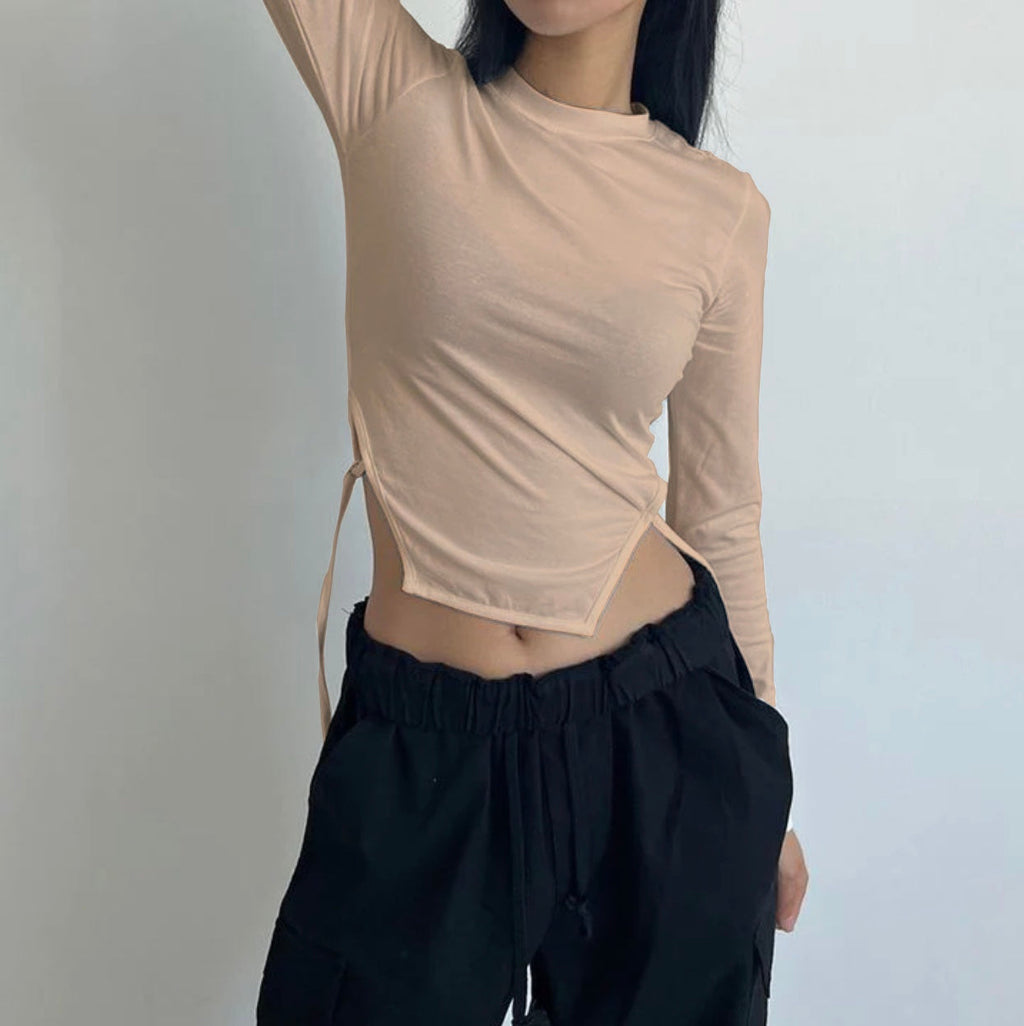 RǏWYÑ | Casual Korean Asymmetrical Hem Full Sleeve Top