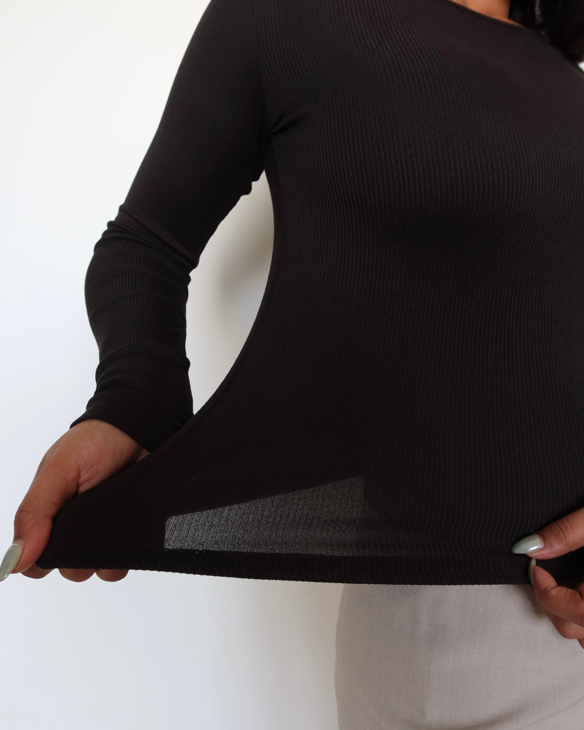 RǏWYÑ | Soft Touch Rib Long-Sleeve Top