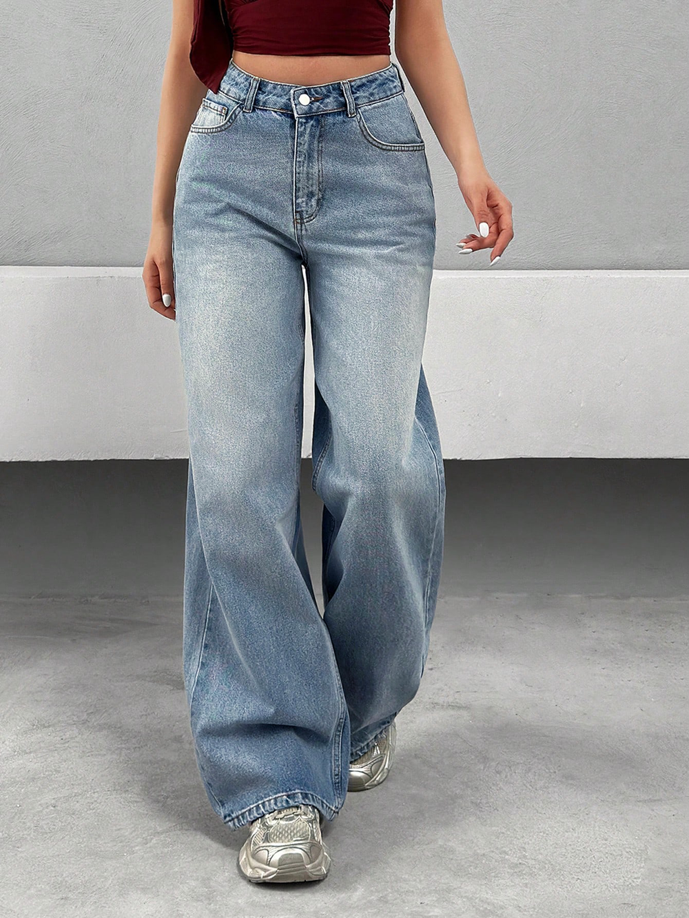 RǏWYÑ | Bling Bleach Wide Leg Jeans