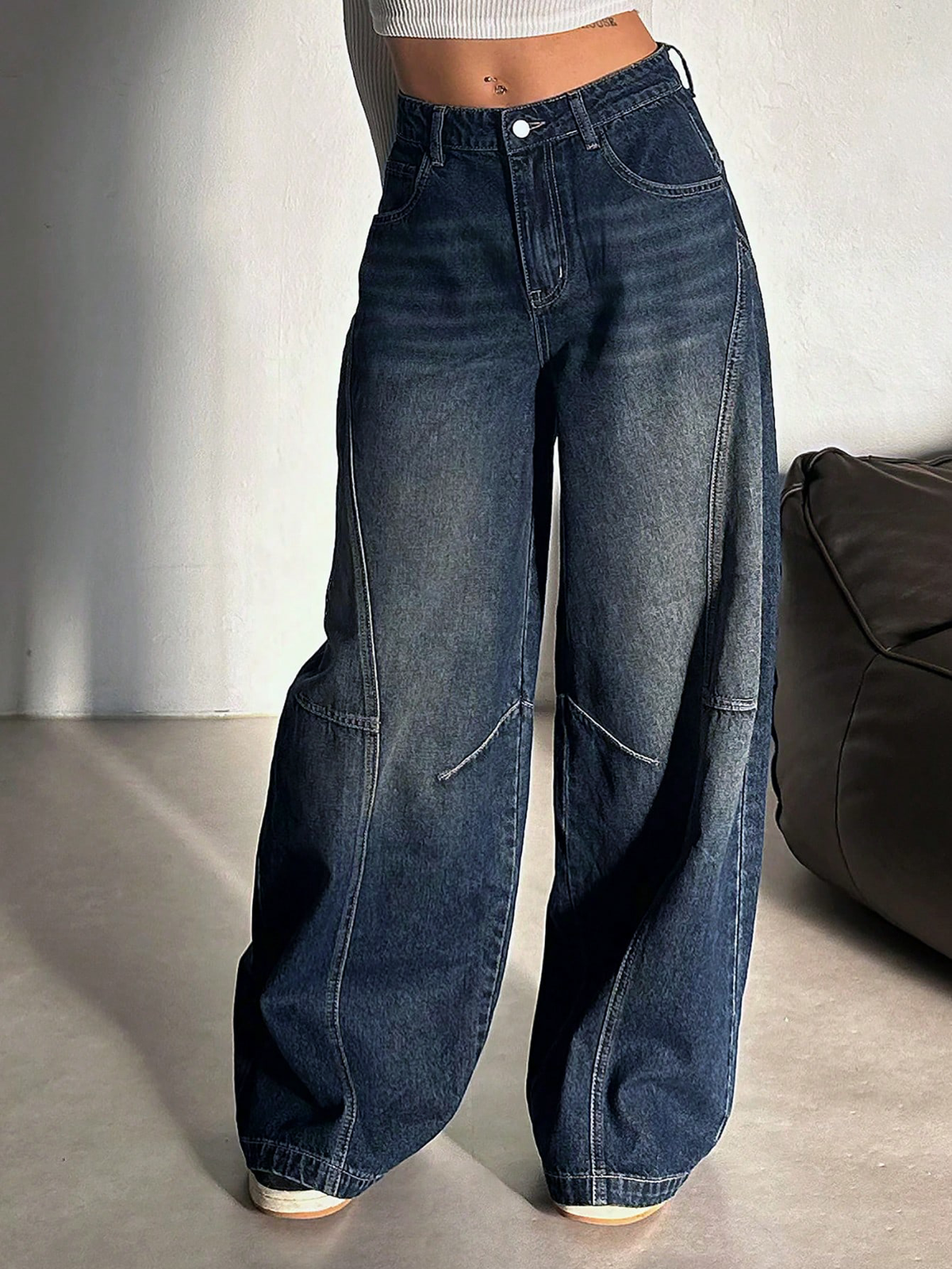 RǏWYÑ | Bold Streak Panel Wide Leg Jeans