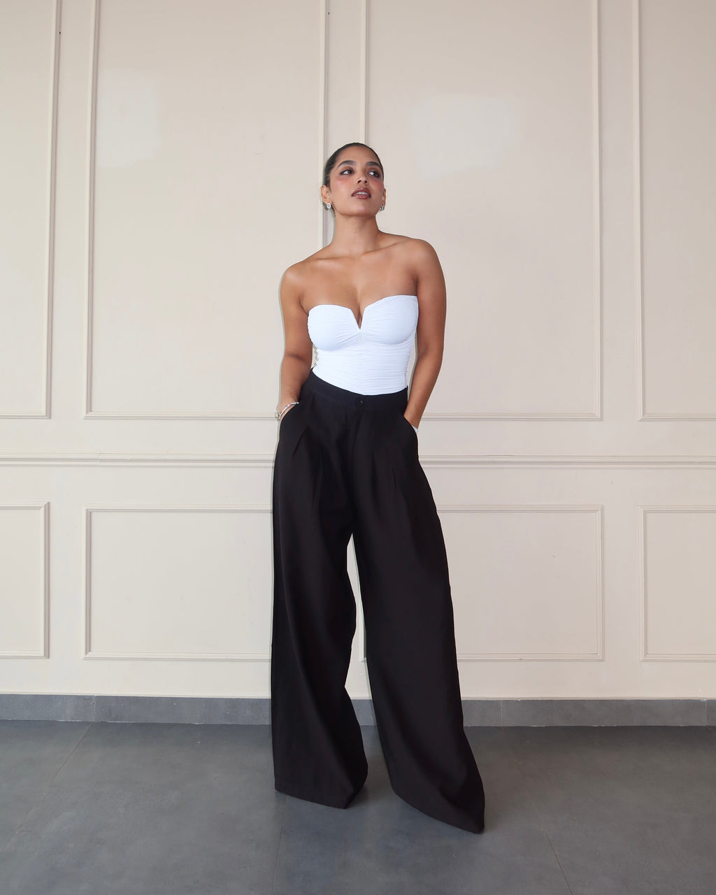 RǏWYÑ | Defined Pleats Wide Leg Pants