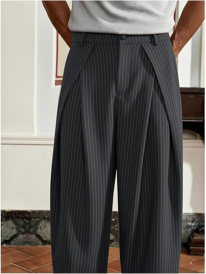RIWYN Overfold Stripes Draped Trousers
