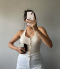 RǏWYÑ | Baesic Halter Neck Button Down Top