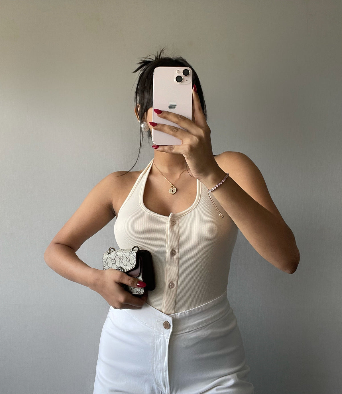 RǏWYÑ | Baesic Halter Neck Button Down Top