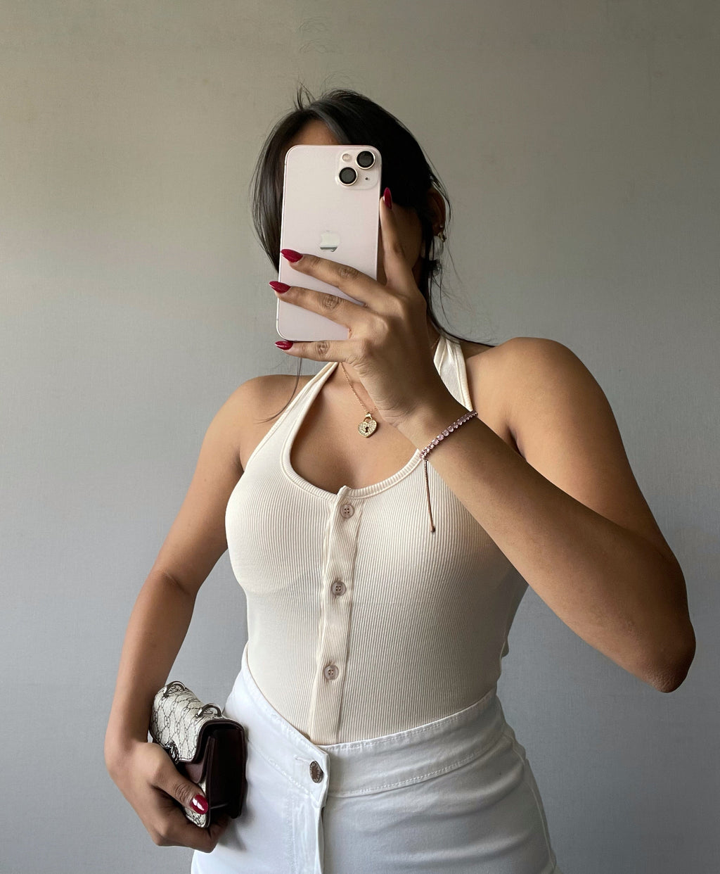 RǏWYÑ | Baesic Halter Neck Button Down Top