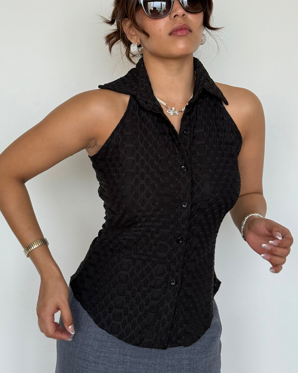 RǏWYÑ | Anabell Halter Textured Shirt