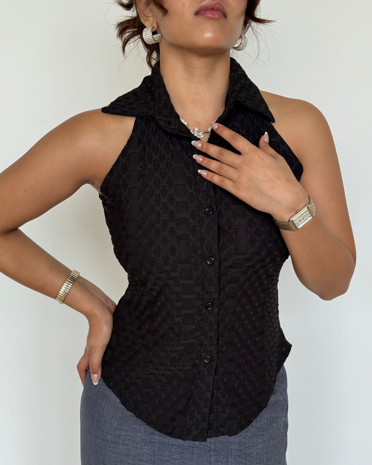 RǏWYÑ | Anabell Halter Textured Shirt