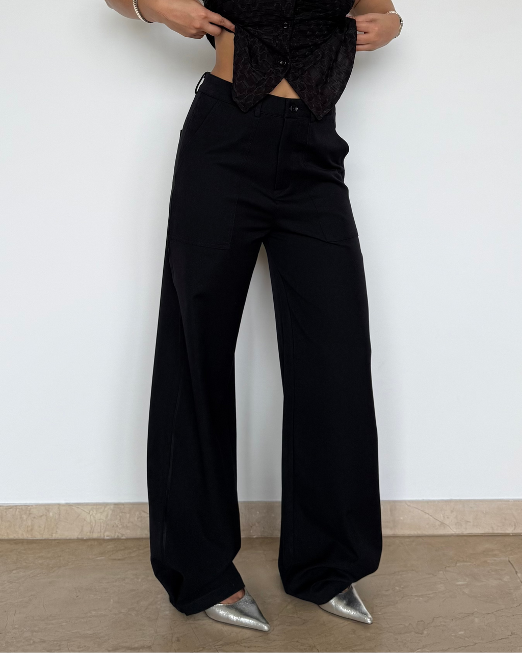RǏWYÑ | Posh Pattern Wide High-Waist Pants