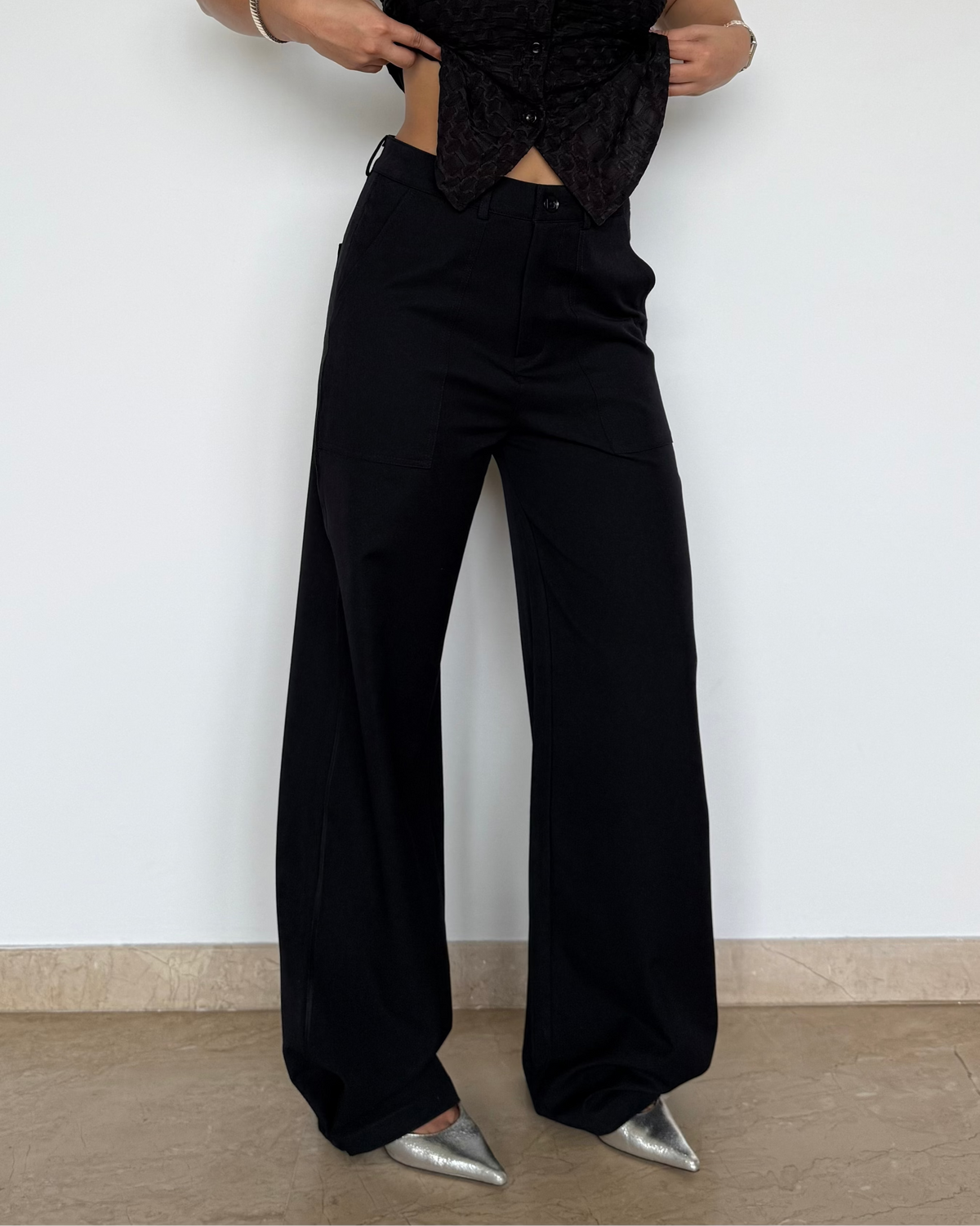 RǏWYÑ | Posh Pattern Wide High-Waist Pants