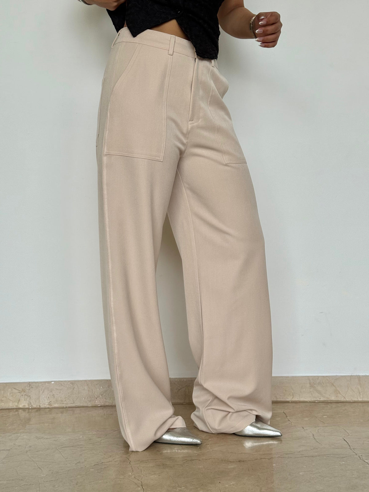 RǏWYÑ | Posh Pattern Wide High-Waist Pants