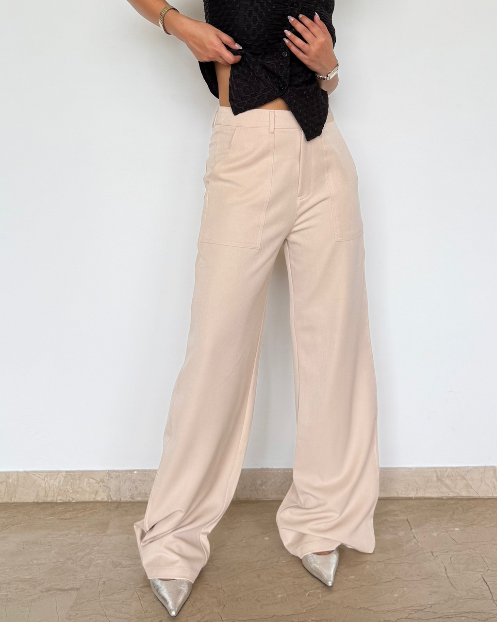 RǏWYÑ | Posh Pattern Wide High-Waist Pants