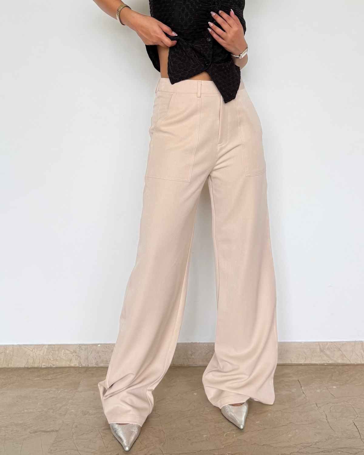 RǏWYÑ | Posh Pattern Wide High-Waist Pants