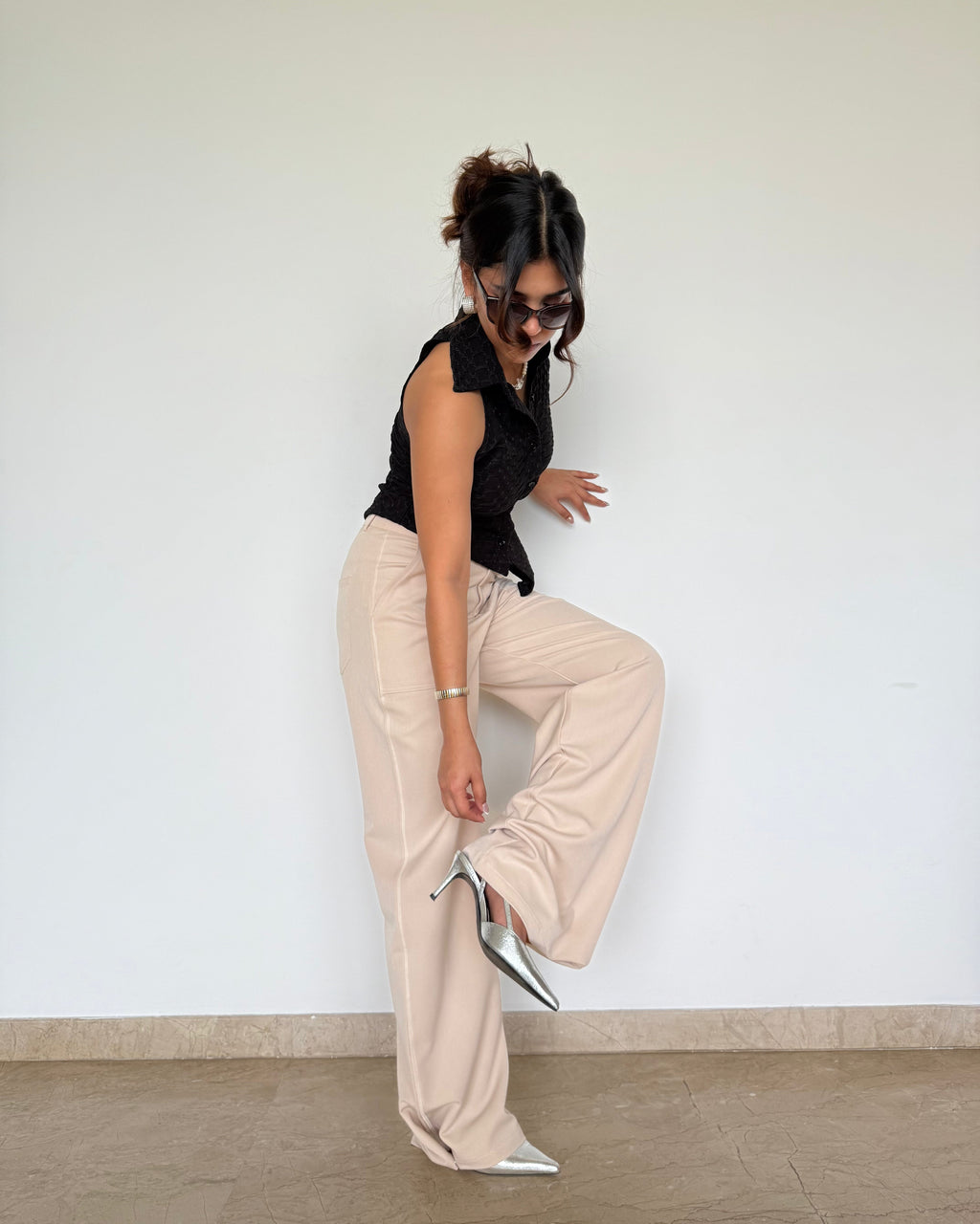 RǏWYÑ | Posh Pattern Wide High-Waist Pants