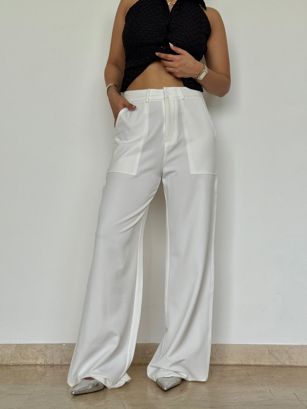 RǏWYÑ | Posh Pattern Wide High-Waist Pants