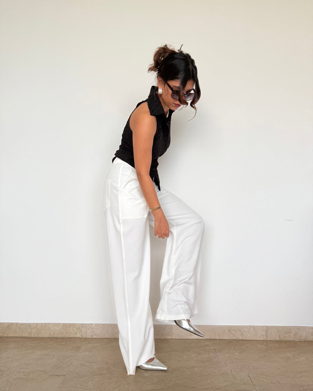 RǏWYÑ | Posh Pattern Wide High-Waist Pants
