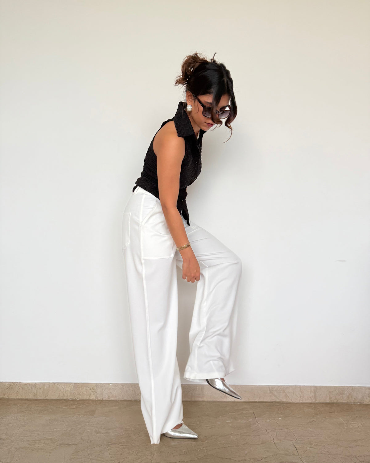RǏWYÑ | Posh Pattern Wide High-Waist Pants