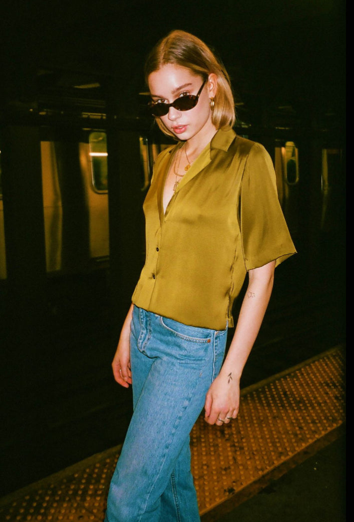 RǏWYÑ | Satin Muse Lapel Shirt