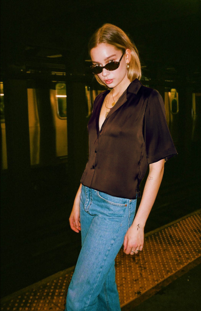 RǏWYÑ | Satin Muse Lapel Shirt