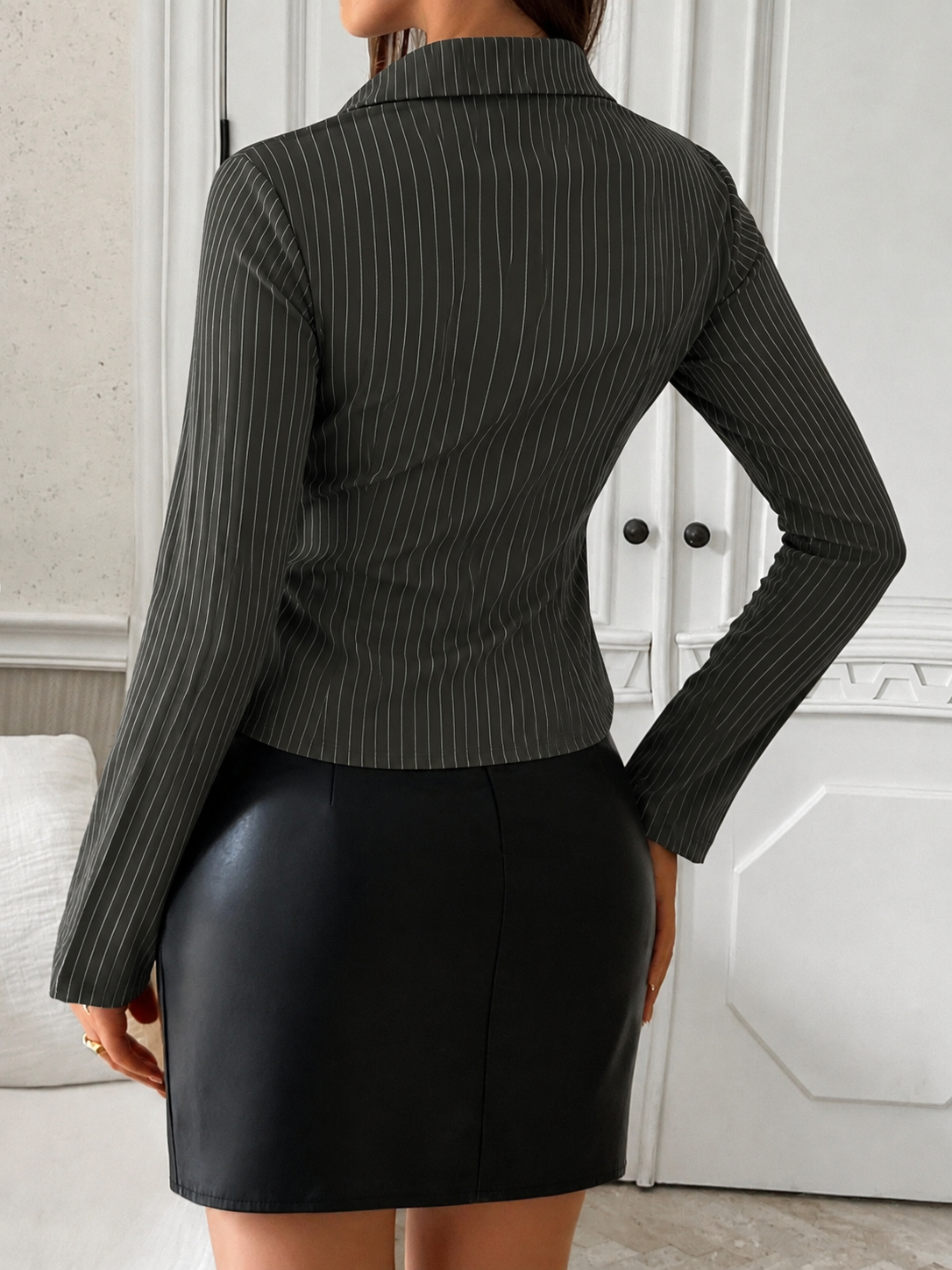 RǏWYÑ | Fitted Stripe Bell Sleeves Shirt