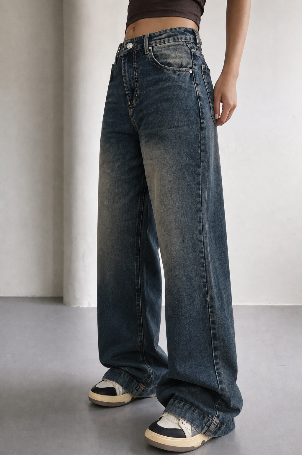 RǏWYÑ | Antique Blue Baggy Wide Leg Jeans