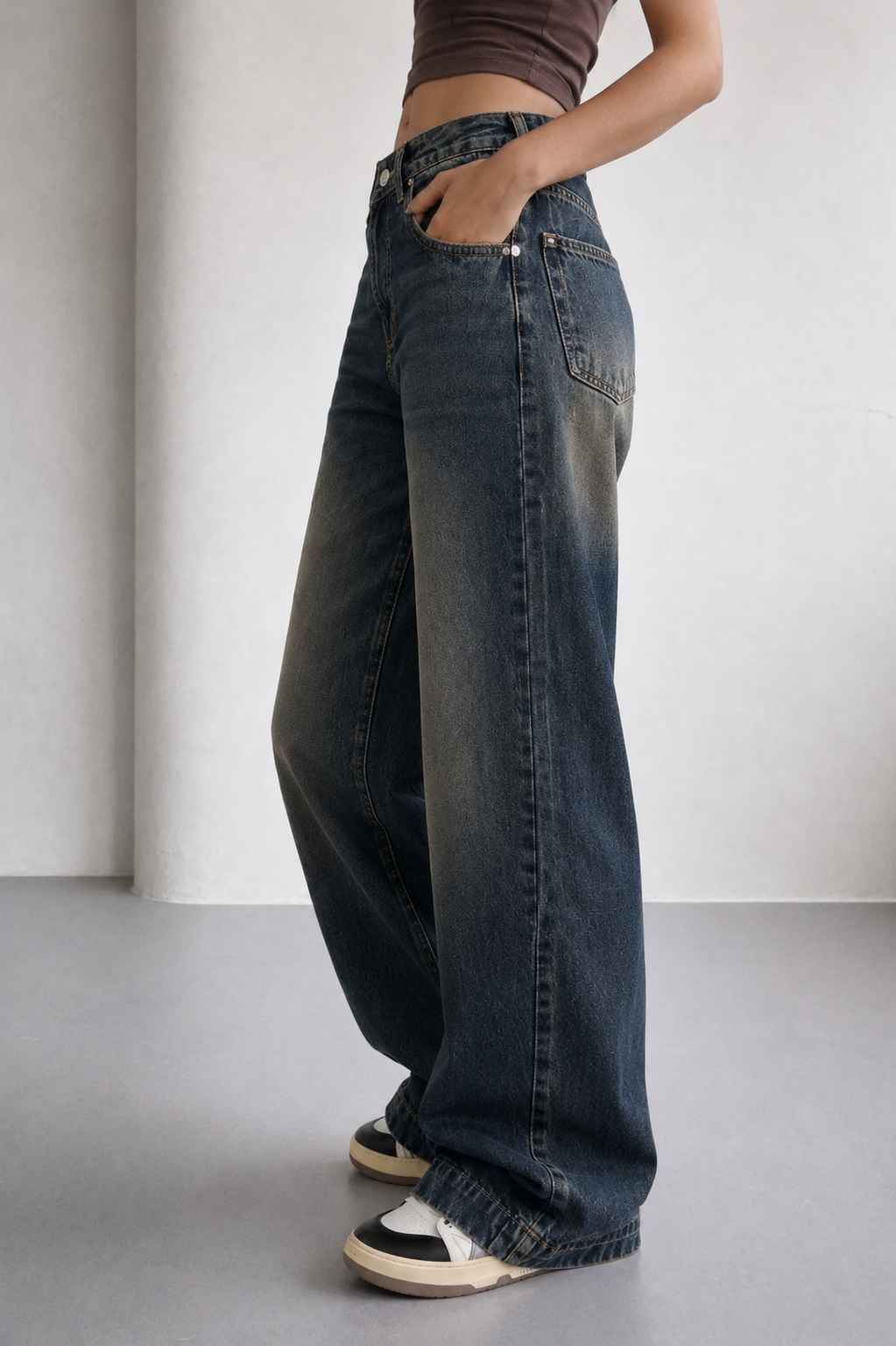 RǏWYÑ | Antique Blue Baggy Wide Leg Jeans