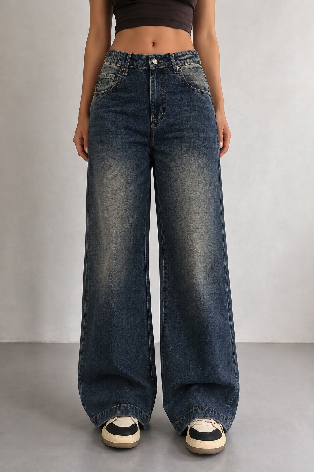 RǏWYÑ | Antique Blue Baggy Wide Leg Jeans