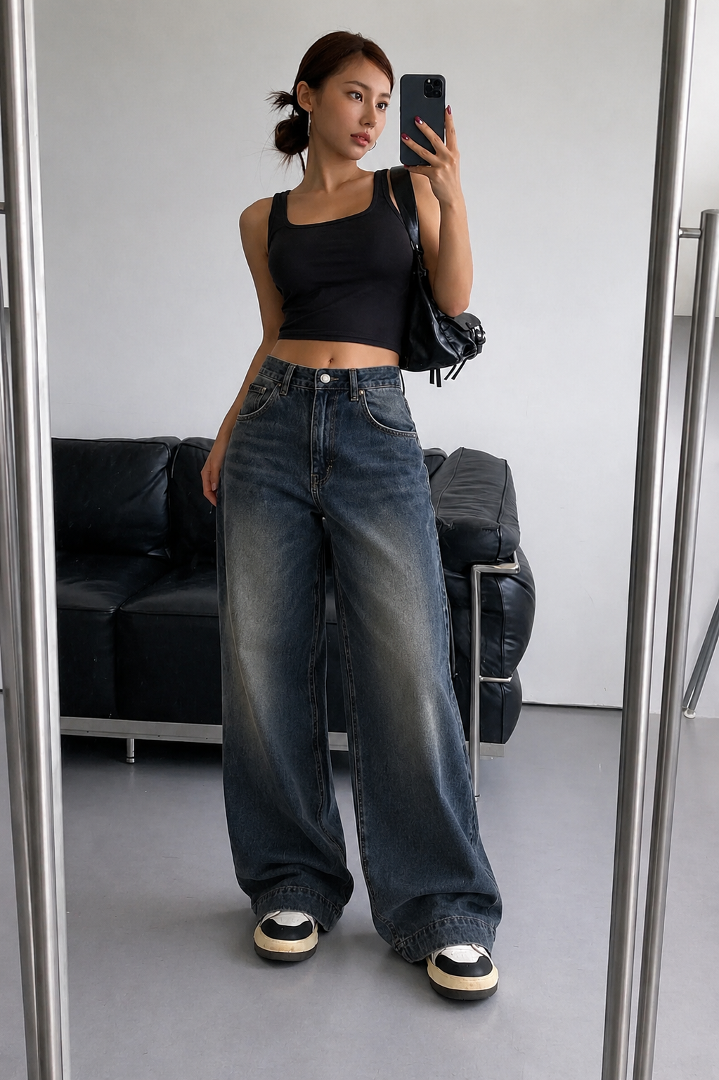 RǏWYÑ | Antique Blue Baggy Wide Leg Jeans