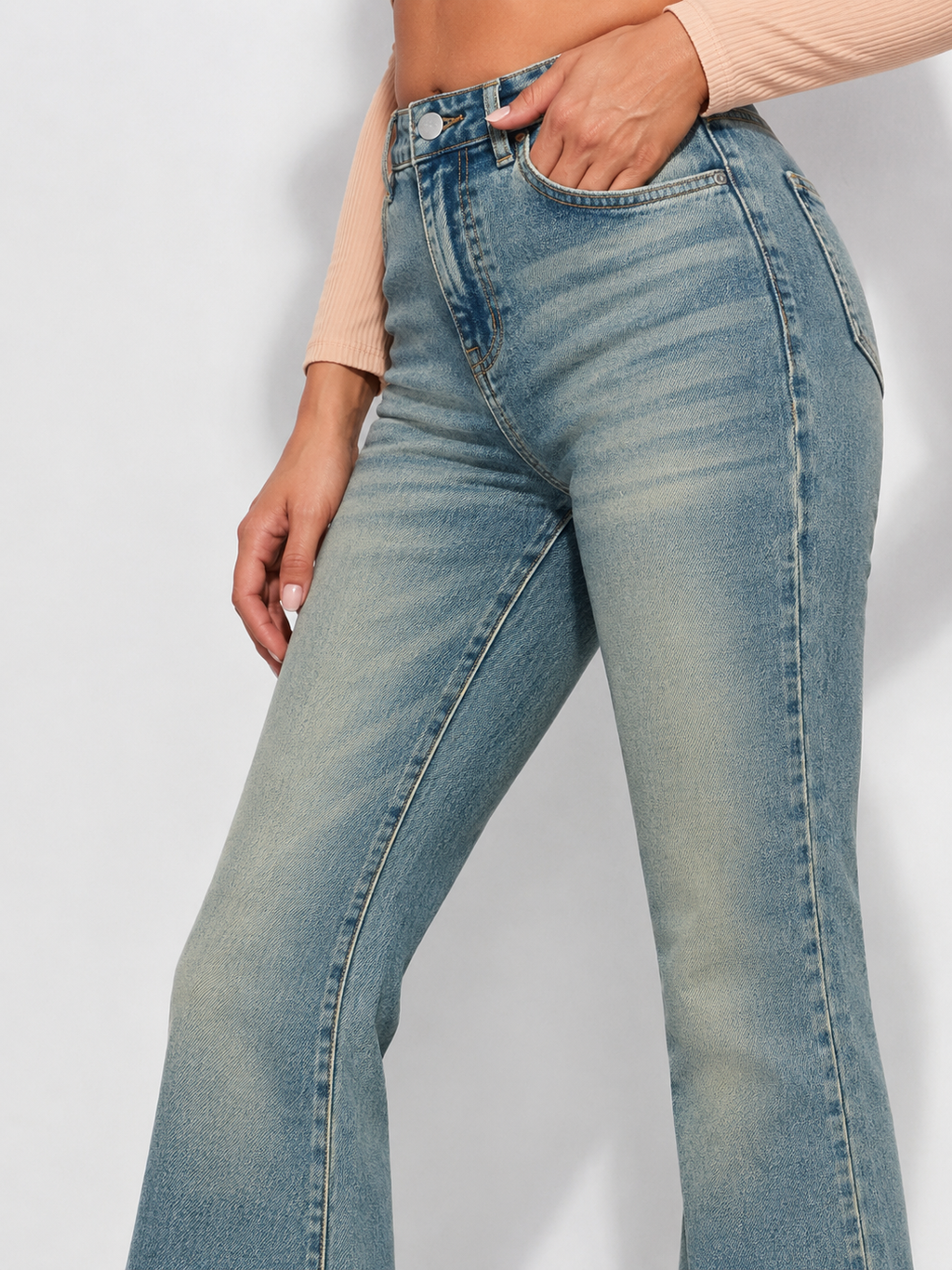 RǏWYÑ | Blue Rinse Flare Fit Jeans