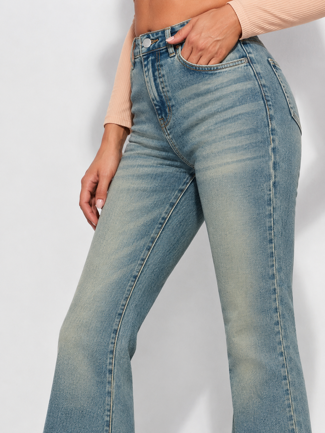 RǏWYÑ | Blue Rinse Flare Fit Jeans