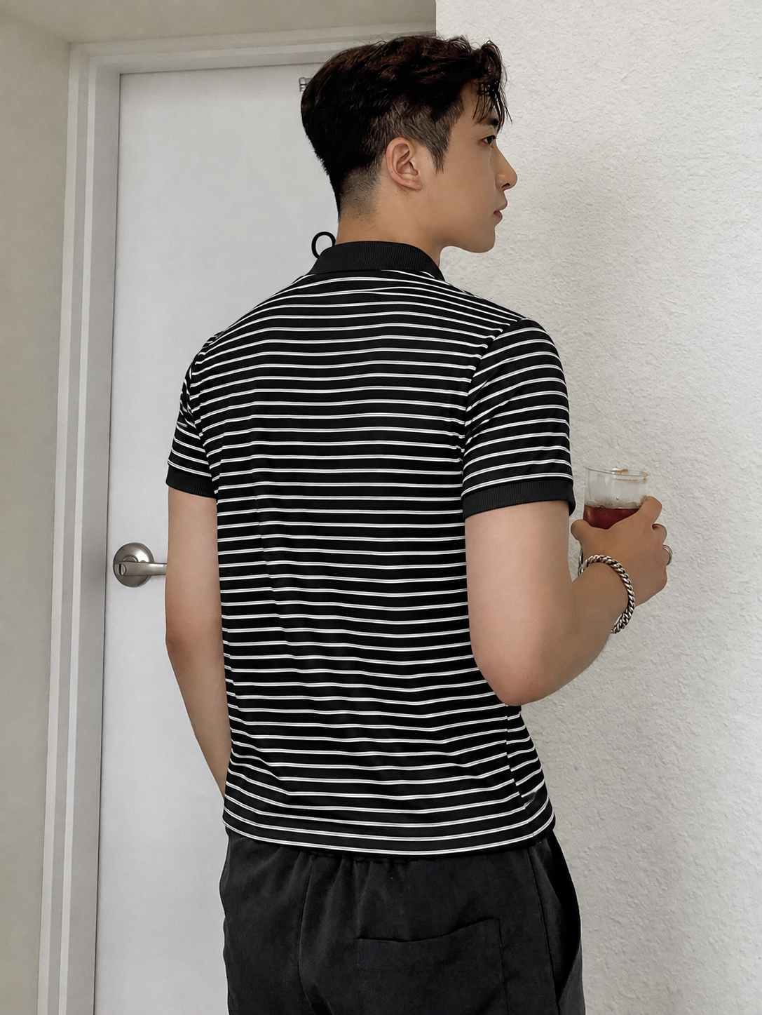 RIWYN Stripe Series Zip Polo