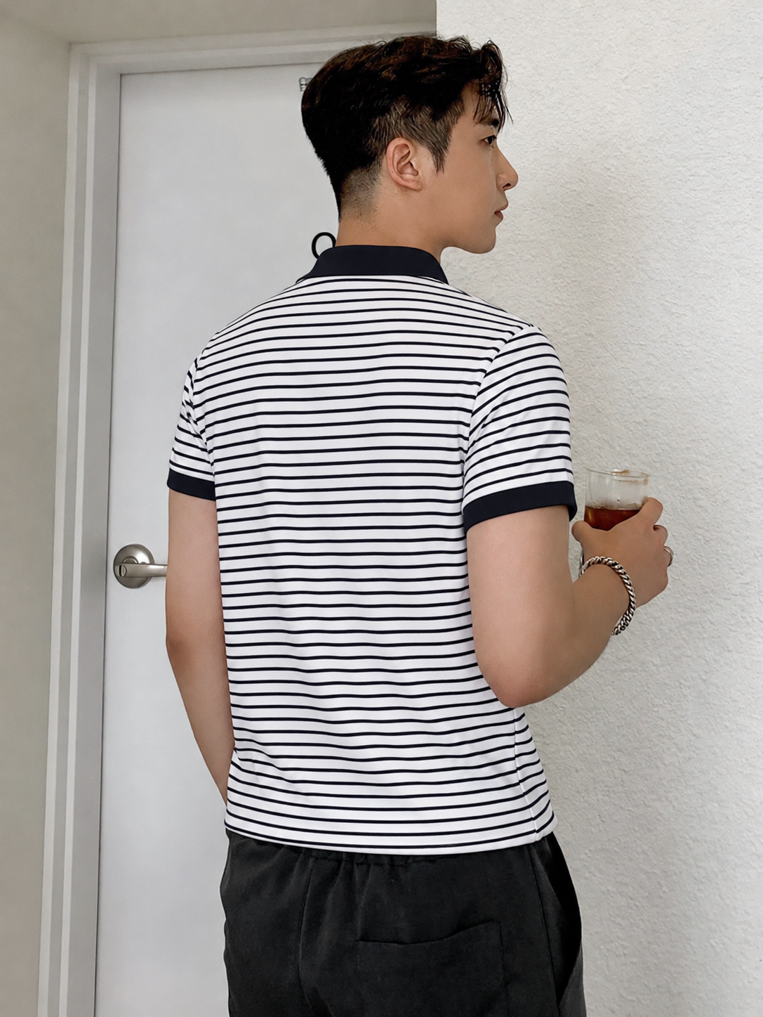 RIWYN Stripe Series Zip Polo
