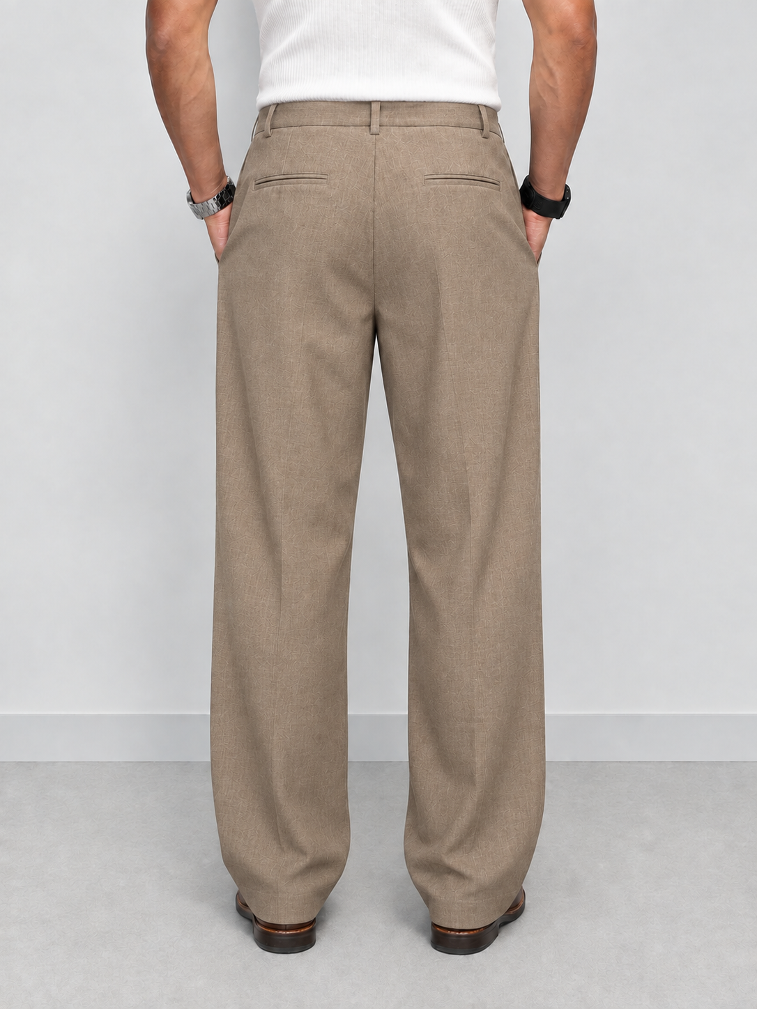 RIWYN Double Pleat Texture Straight Pants