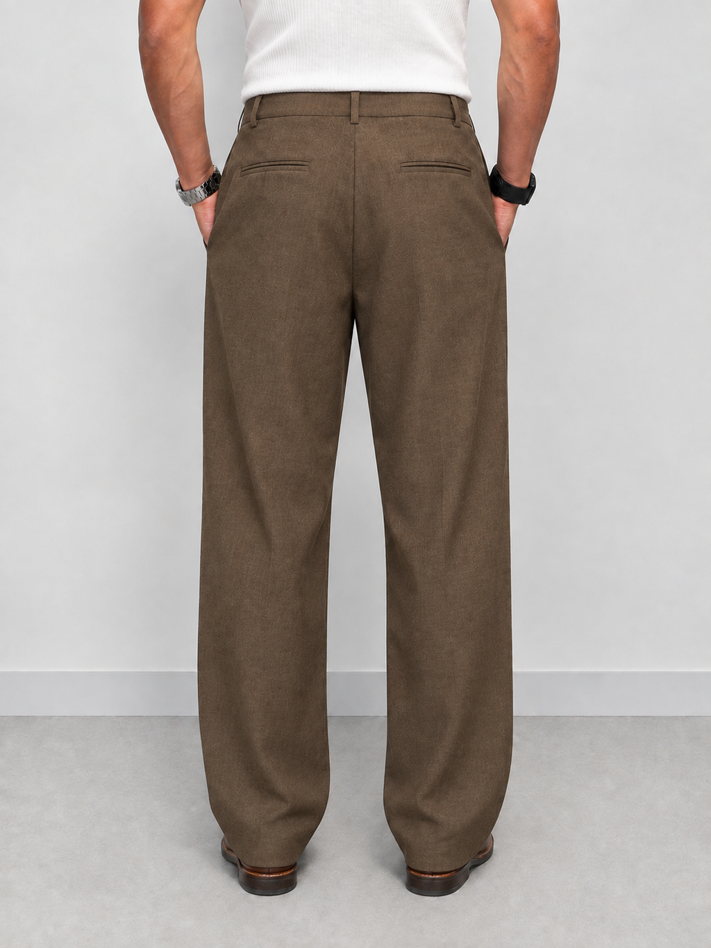 RIWYN Double Pleat Texture Straight Pants