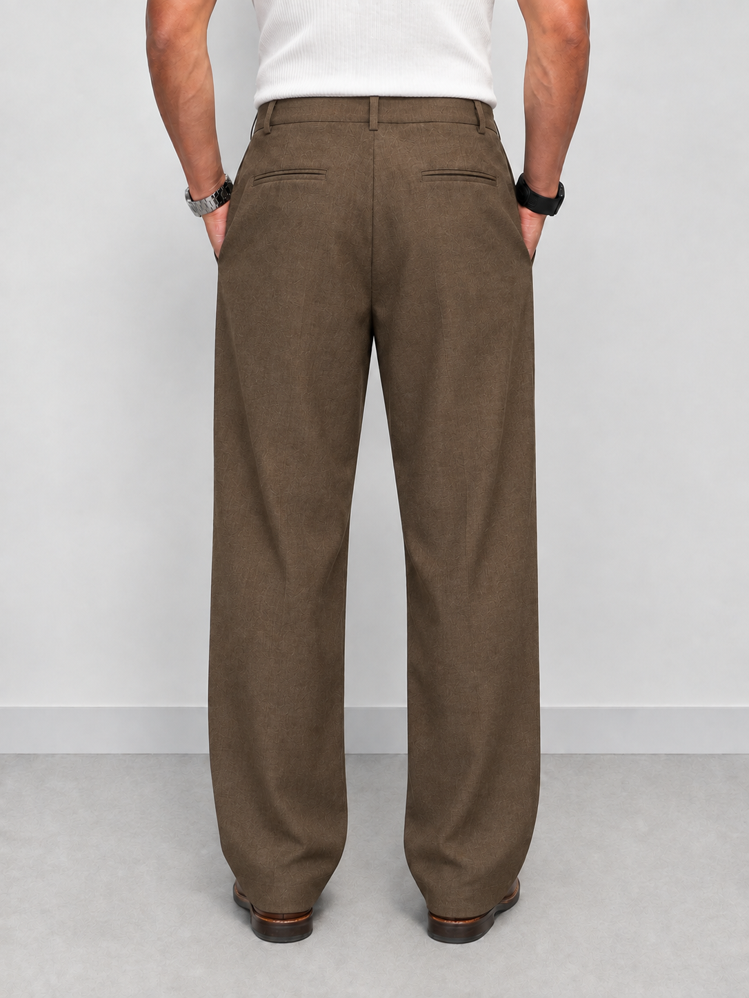 RIWYN Double Pleat Texture Straight Pants