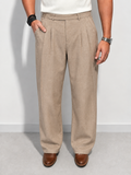 RIWYN Double Pleat Texture Straight Pants