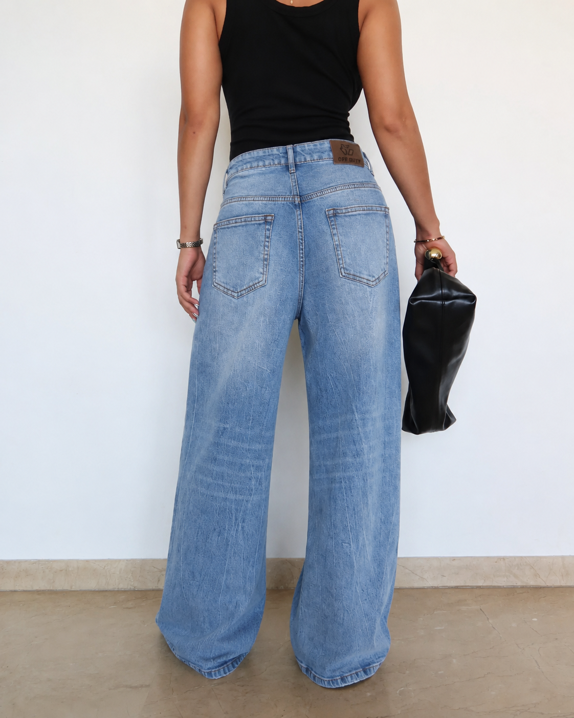 RǏWYÑ | Cold Blue Fade Wide Leg Jeans