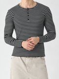 RIWYN Stripe Slim Fit Ribbed Henley T-shirt