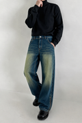 RIWYN Vintage Yellowish Blue Loose Straight Fit Denim