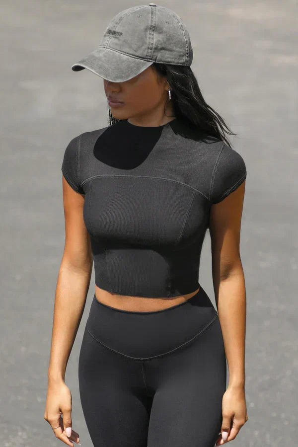 RǏWYÑ | Fitted Rib Knit Crop Baby Tee