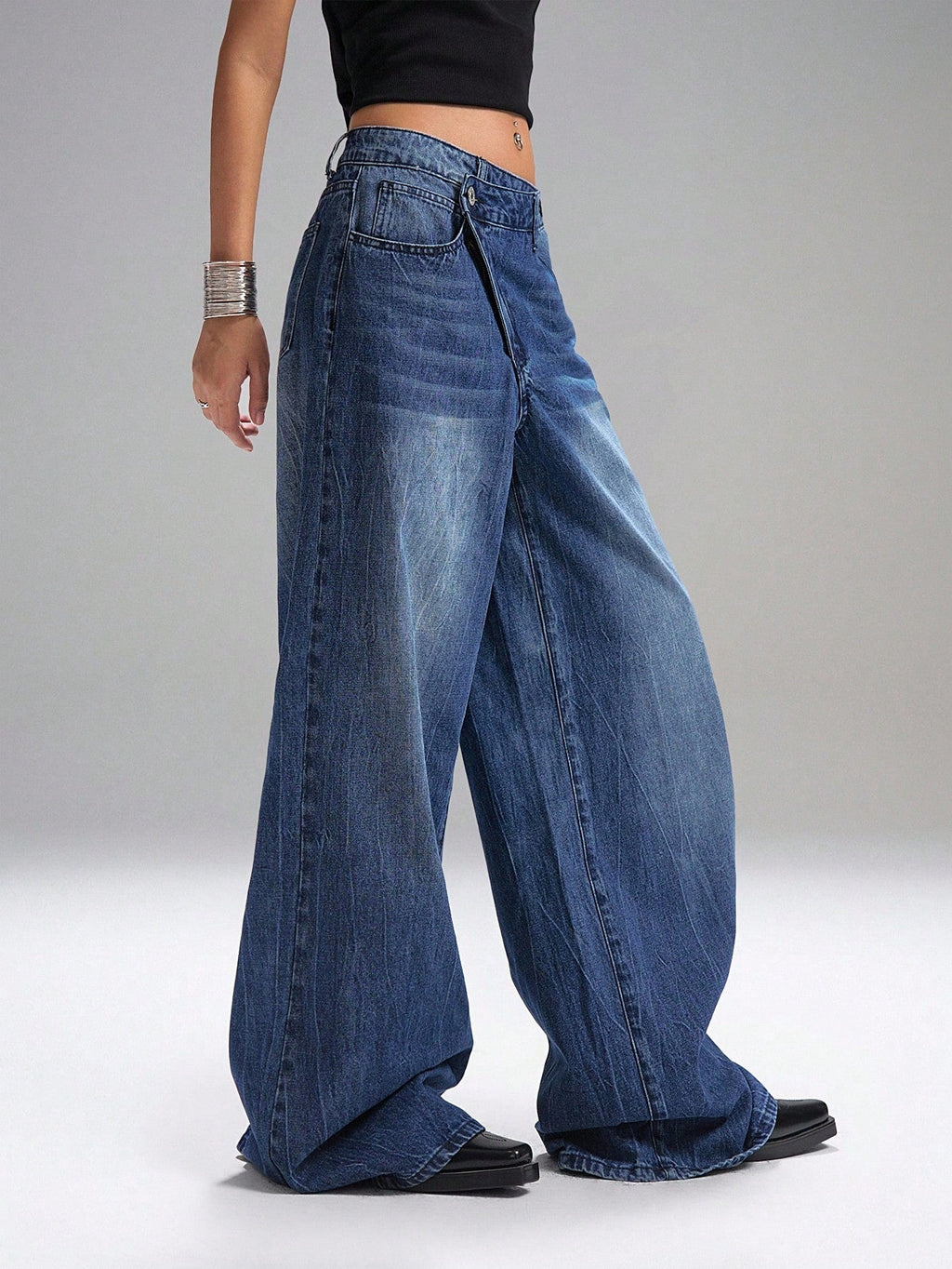 RǏWYÑ | Deconstructed Fly Extra Wide Leg Jeans