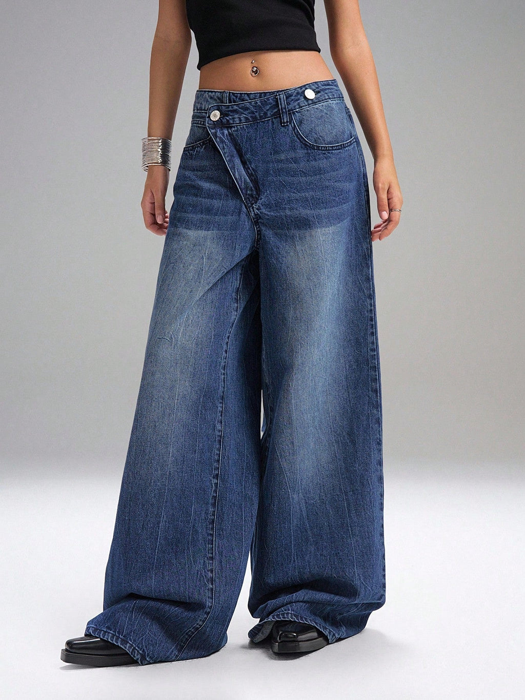 RǏWYÑ | Deconstructed Fly Extra Wide Leg Jeans