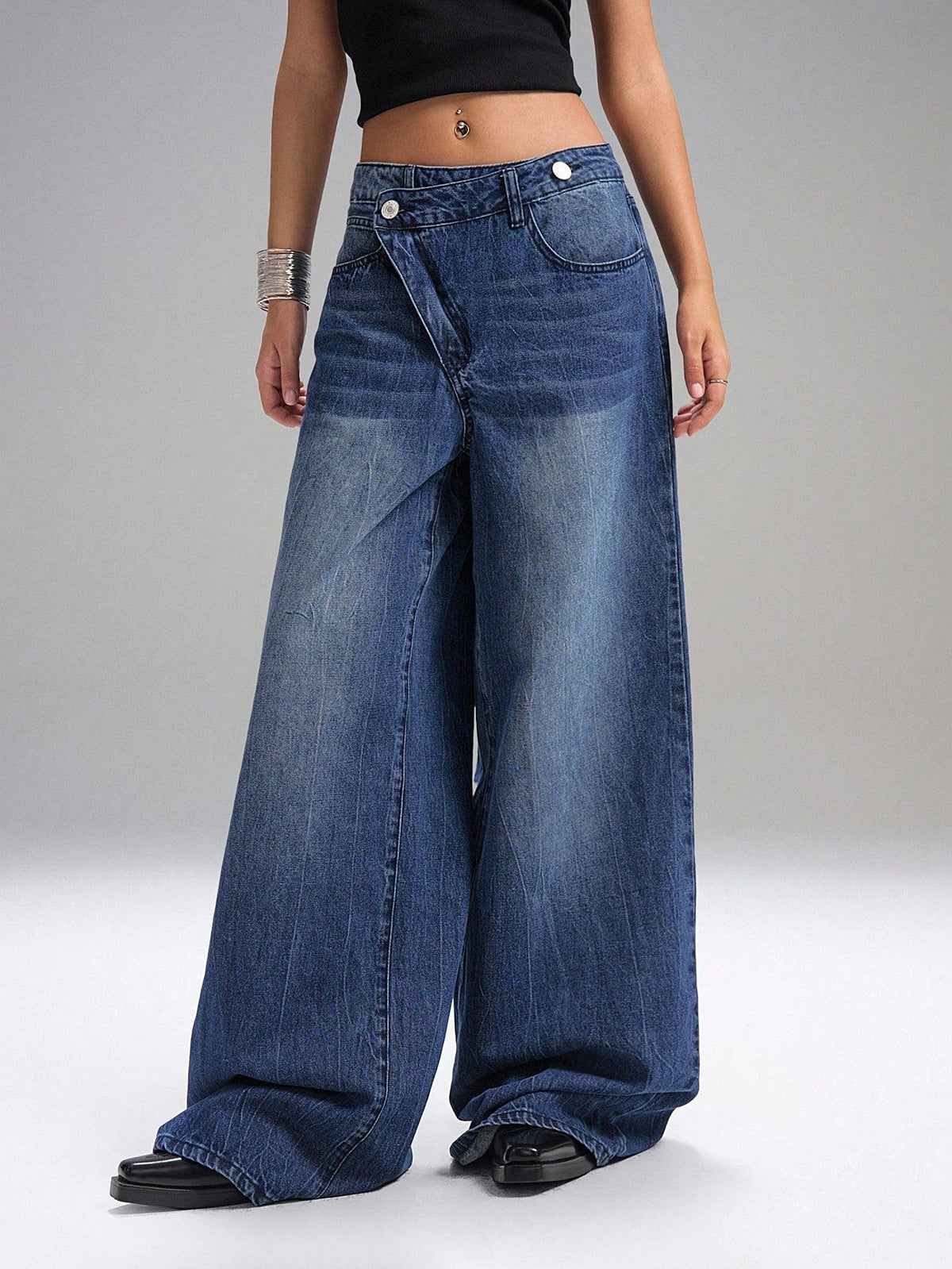 RǏWYÑ | Deconstructed Fly Extra Wide Leg Jeans