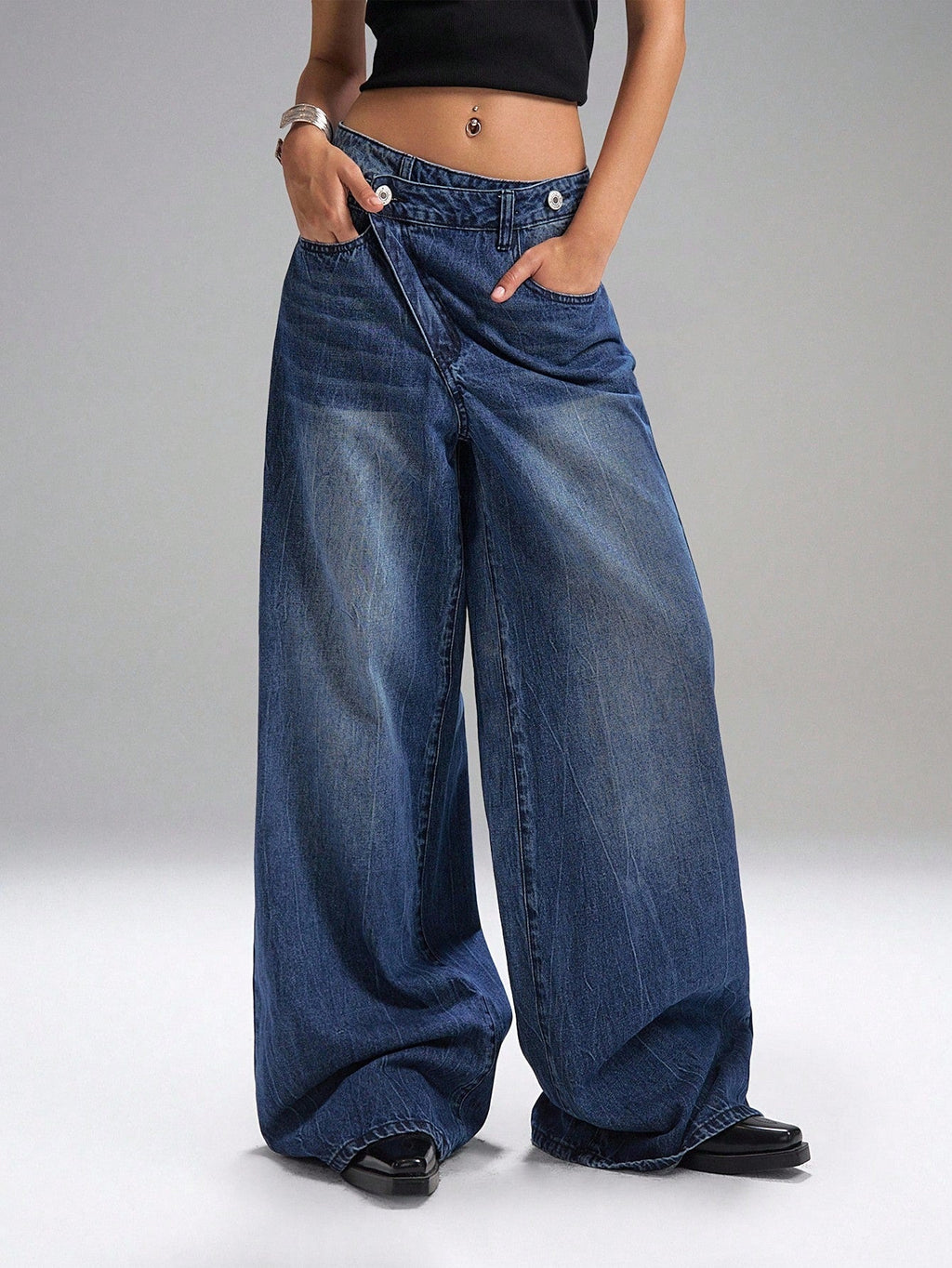 RǏWYÑ | Deconstructed Fly Extra Wide Leg Jeans
